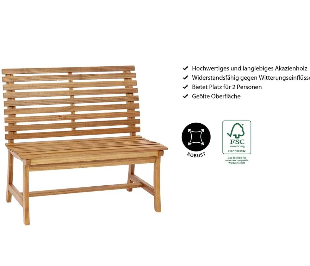 Dehner 2-Sitzer Gartenbänke|Gartenbänke Holz - Akazienbank Paisley, 2-Sitzer