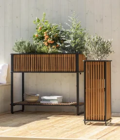 Dehner Pflanzkübel & Blumenkästen > Akazienholz-Pflanzkasten Boston, quadratisch, ca. B33/H84/T33 cm
