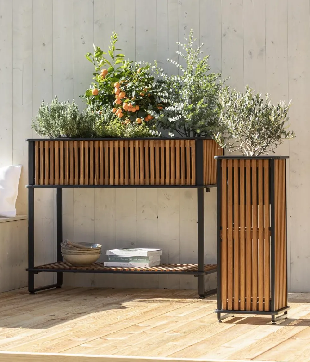 Dehner Pflanzkübel & Blumenkästen > Akazienholz-Pflanzkasten Boston, quadratisch, ca. B33/H84/T33 cm