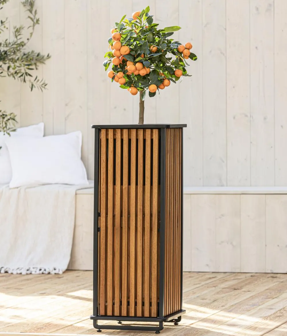 Dehner Pflanzkübel & Blumenkästen > Akazienholz-Pflanzkasten Boston, quadratisch, ca. B33/H84/T33 cm