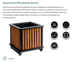 Dehner Akazienholz-Pflanzkasten Boston, quadratisch, ca. B33/H33/T33 cm Outlet