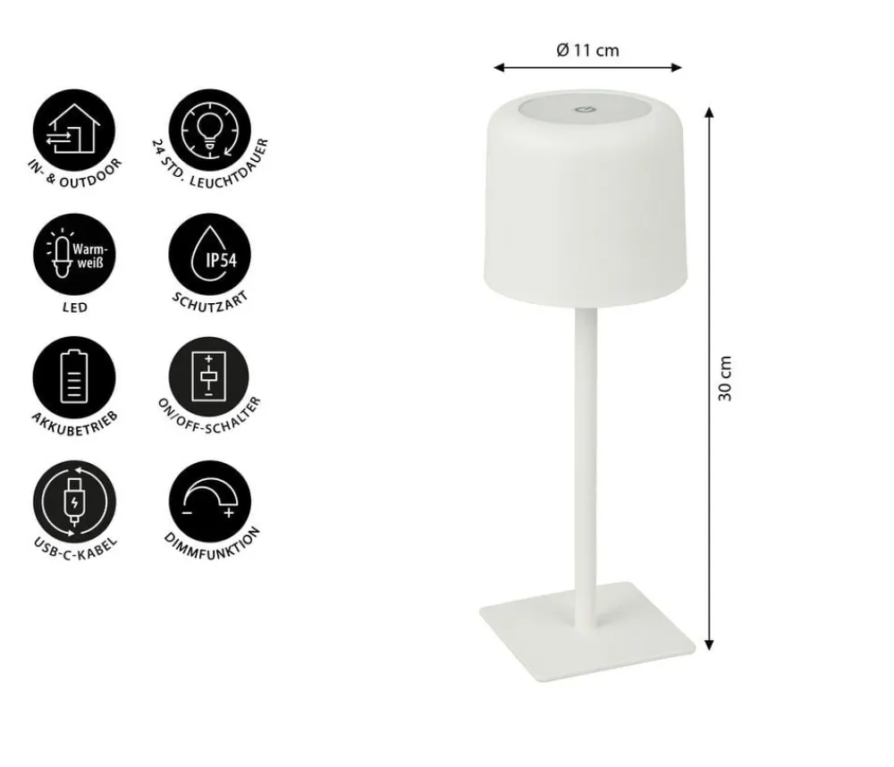 Dehner Akku-Tischleuchte Niva, ca. Ø11/H30 cm Online