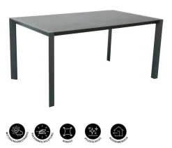 Dehner Garten-Esstische|Gartentische Aluminium - Alutisch Cleveland, ca. B160/H75/T90 cm Dunkelgrau