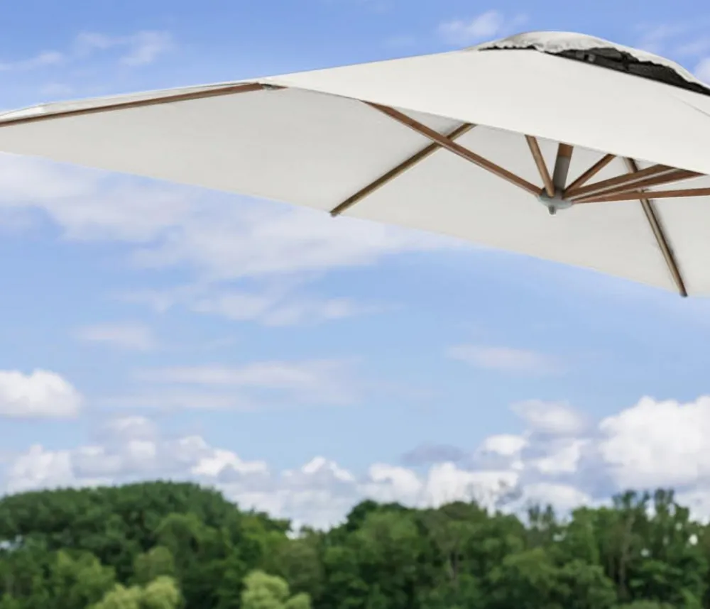 Dehner Sonnenschirme - Ampelschirm Zypern, Holzoptik, quadratisch, ca. B300/T300 cm Creme