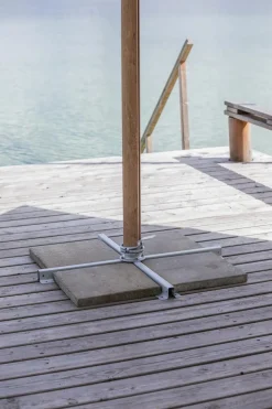 Dehner Sonnenschirme - Ampelschirm Zypern, Holzoptik, quadratisch, ca. B300/T300 cm Creme