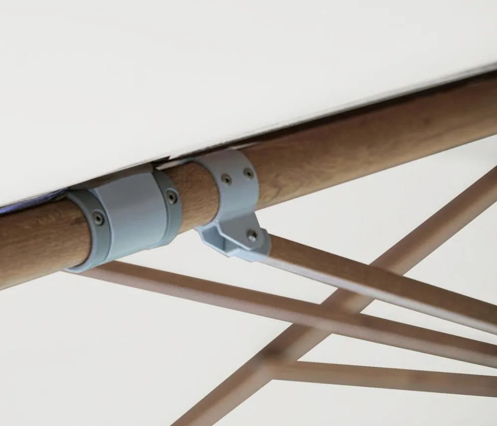 Dehner Sonnenschirme - Ampelschirm Zypern, Holzoptik, quadratisch, ca. B300/T300 cm Creme