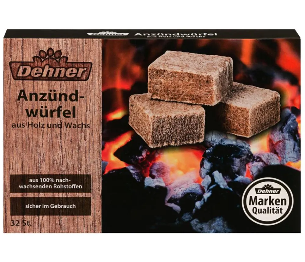 Dehner Grillkohle & -Anzünder > Anzündwürfel, Holz, 32 Stk.