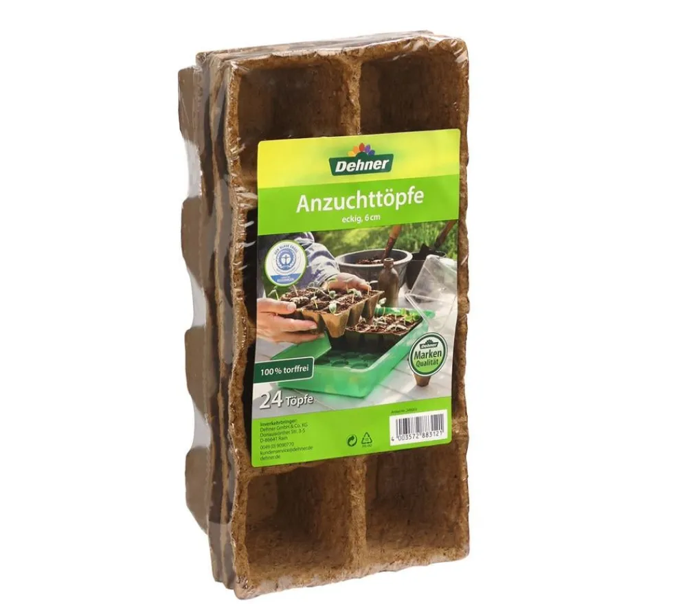 Dehner Anzucht Zubehör > Anzuchttöpfe für Pflanzen, 6 x 6 cm, 24 Stk.