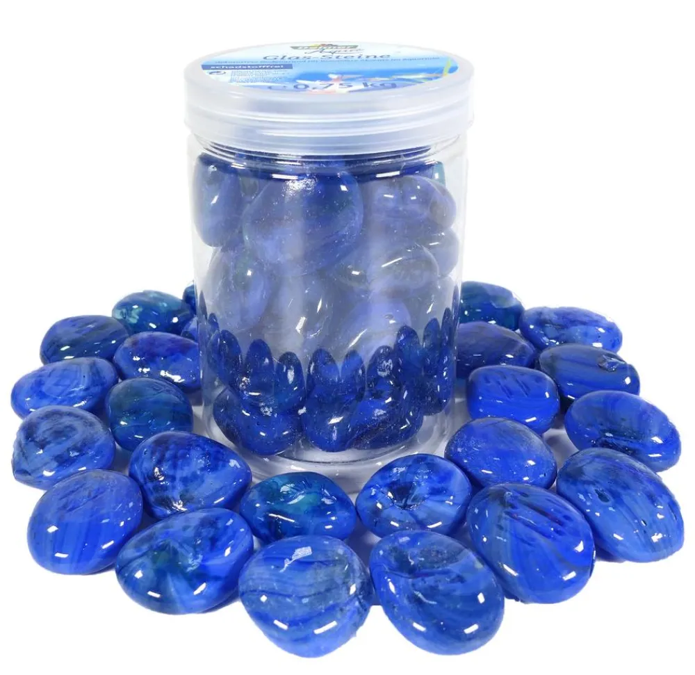 Dehner Aqua Aquariumdeko Glas-Steine, 750 g Dunkelblau Discount