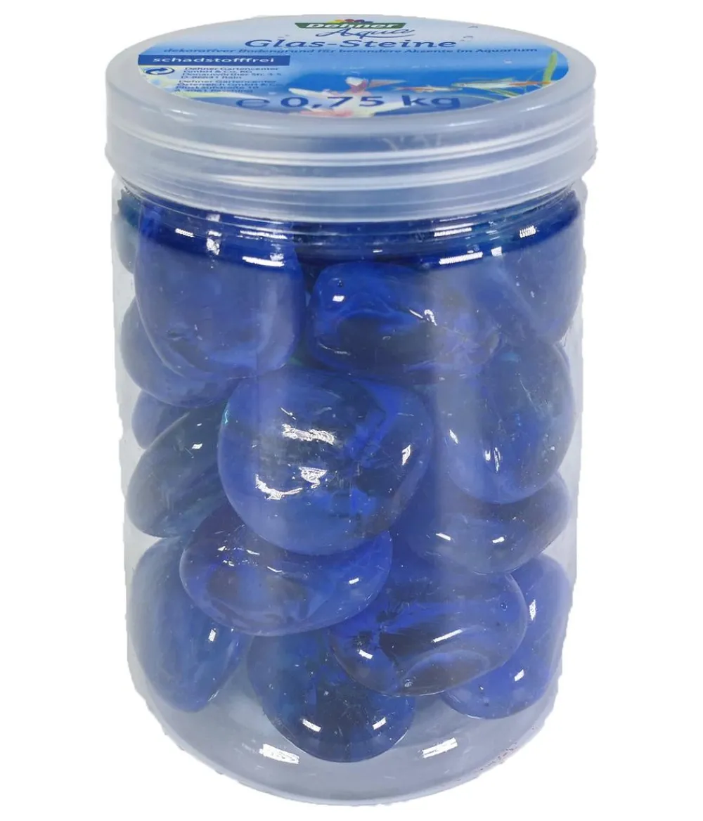 Dehner Aqua Aquariumdeko Glas-Steine, 750 g Dunkelblau Discount