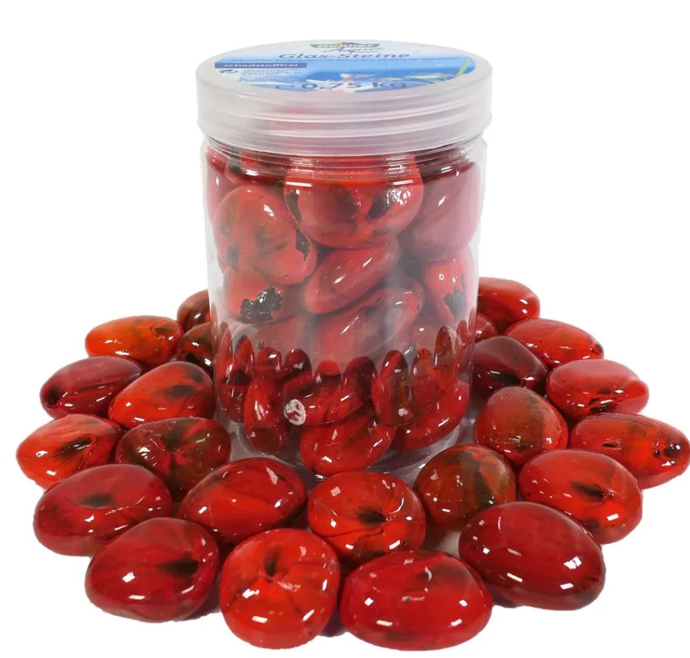 Dehner Aqua Deko - Aquariumdeko Glas-Steine, 750 g Rot