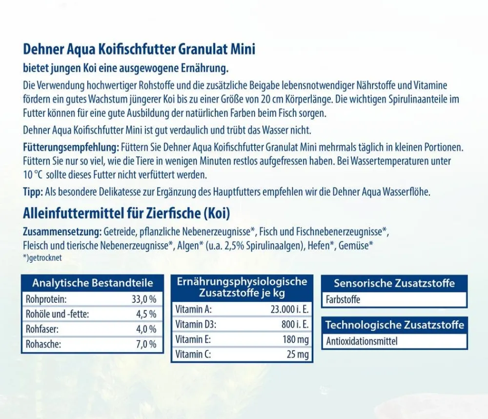 Dehner Aqua Gartenteich·TeichfischFutter|Teichfischfutter - Koifischfutter Granulat Mini