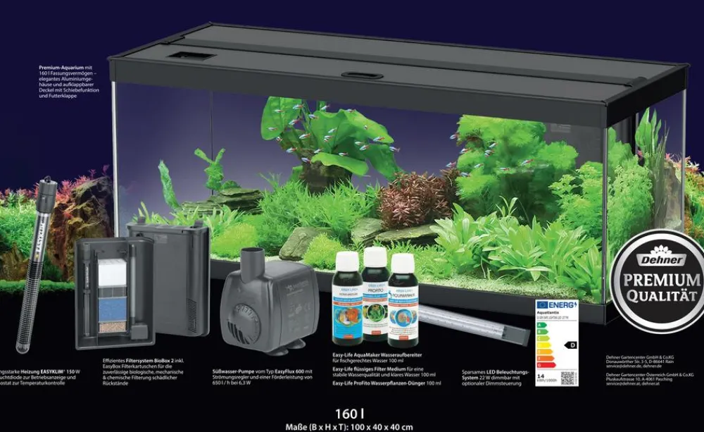 Dehner Aqua Premium Einsteiger Aquarien|Einzel Aquarien - Aquarium-Set ProLine 100, , 160 l, ca. B100/H40/T40 cm Schwarz