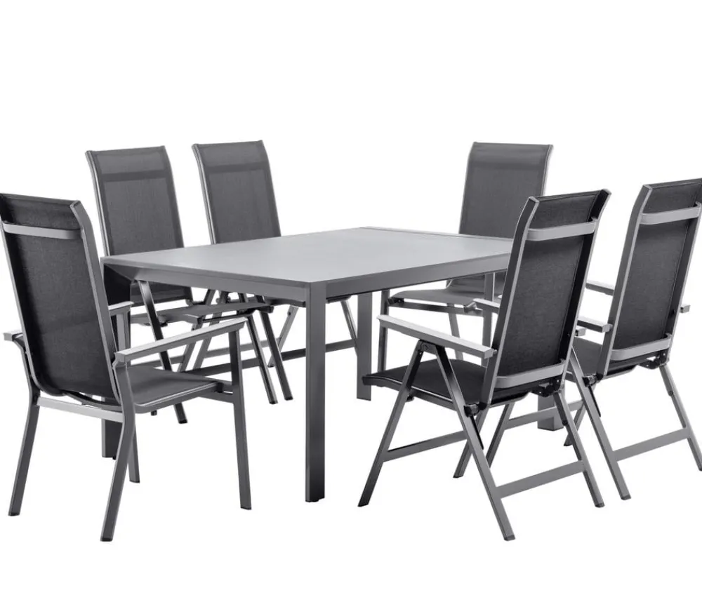 Dehner Garten-Esstische|Ausziehtische - Ausziehtisch Cleveland, ca. B160-240/H76/T101 cm Dunkelgrau