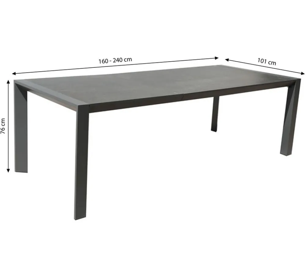 Dehner Garten-Esstische|Ausziehtische - Ausziehtisch Cleveland, ca. B160-240/H76/T101 cm Dunkelgrau