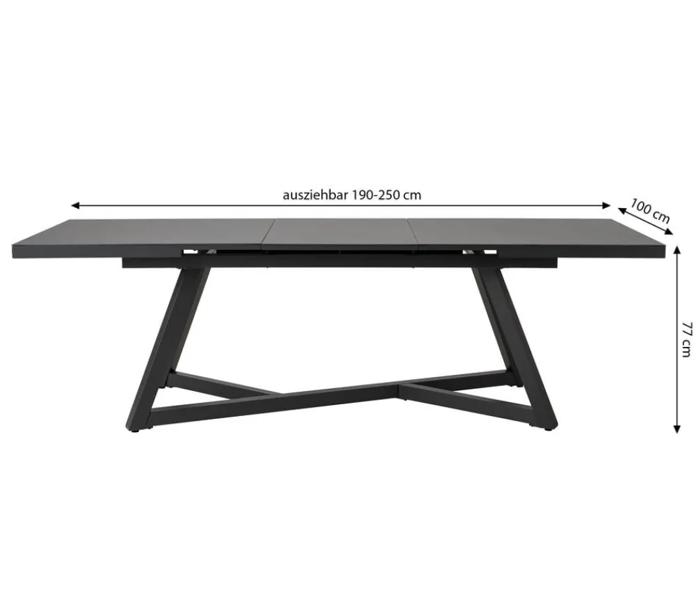 Dehner Ausziehtisch Monaco, ca. B190-250/H77/T100 cm Anthrazit Outlet