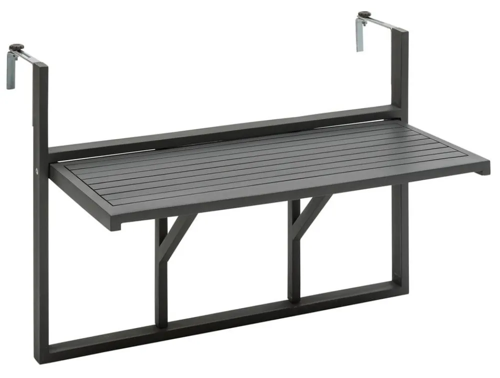 Dehner Balkontische|Balkontische - Balkonhängetisch, ca. B90/H65/T41,7 cm Dunkelgrau