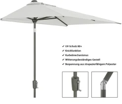 Dehner Balkonmöbel Aluminium|Sonnenschirme - Balkonschirm Chios, rechteckig, ca. B210/T130 cm Dunkelgrau