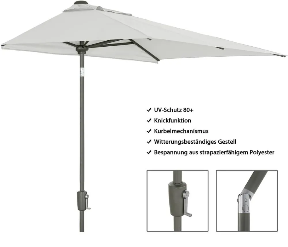 Dehner Balkonmöbel Aluminium|Sonnenschirme - Balkonschirm Chios, rechteckig, ca. B210/T130 cm Dunkelgrau