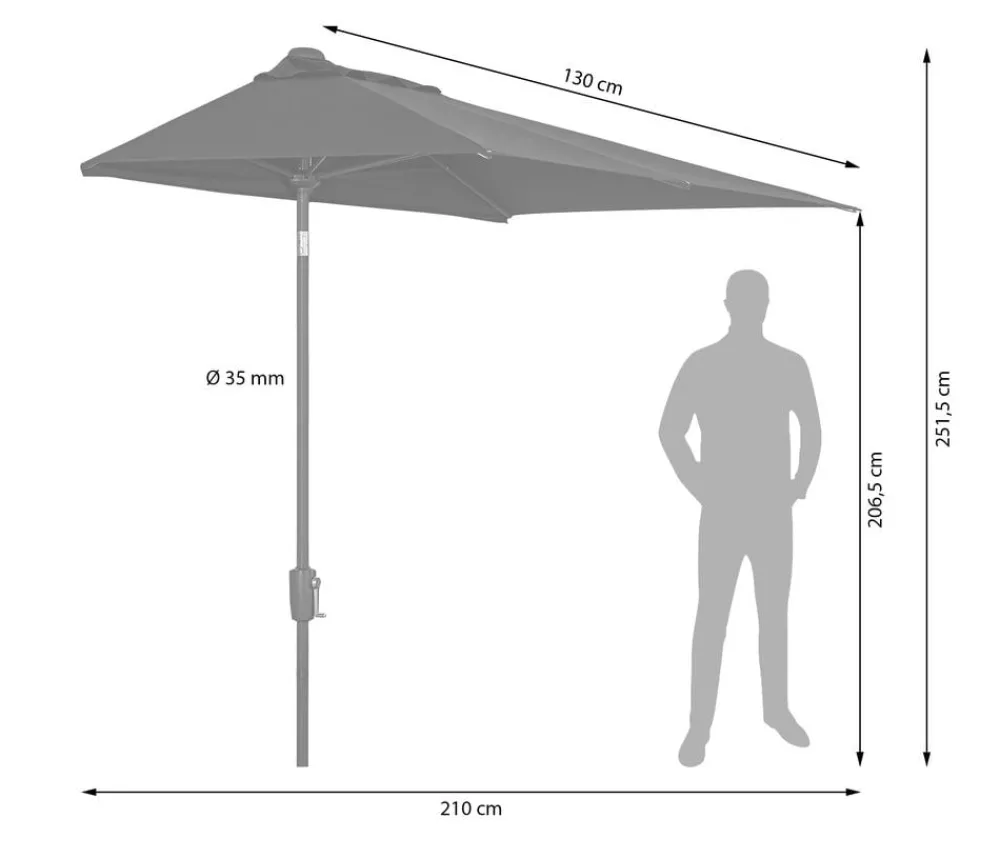 Dehner Balkonmöbel Aluminium|Sonnenschirme - Balkonschirm Chios, rechteckig, ca. B210/T130 cm Dunkelgrau
