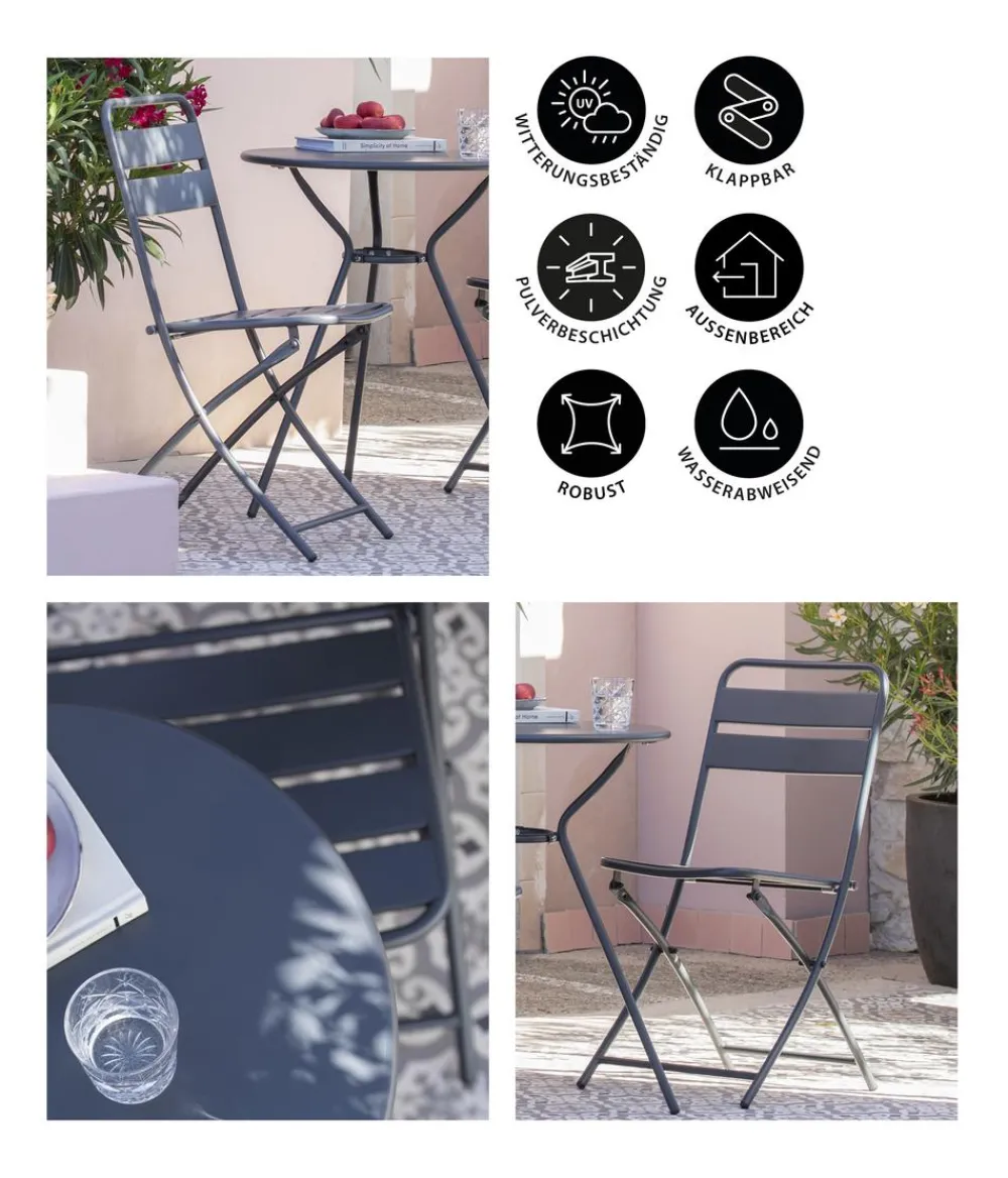Dehner Balkonmöbel-Sets|Balkonmöbel Metall - Balkonset Oslo, 3-teilig Anthrazit