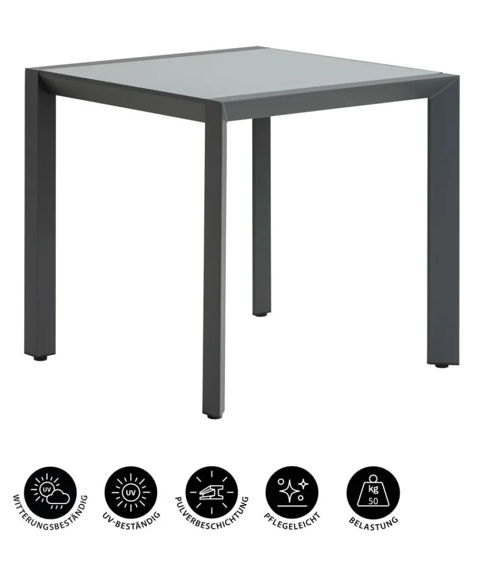Dehner Balkontische - Balkontisch Cleveland ca. B80/H76/T80 cm Dunkelgrau
