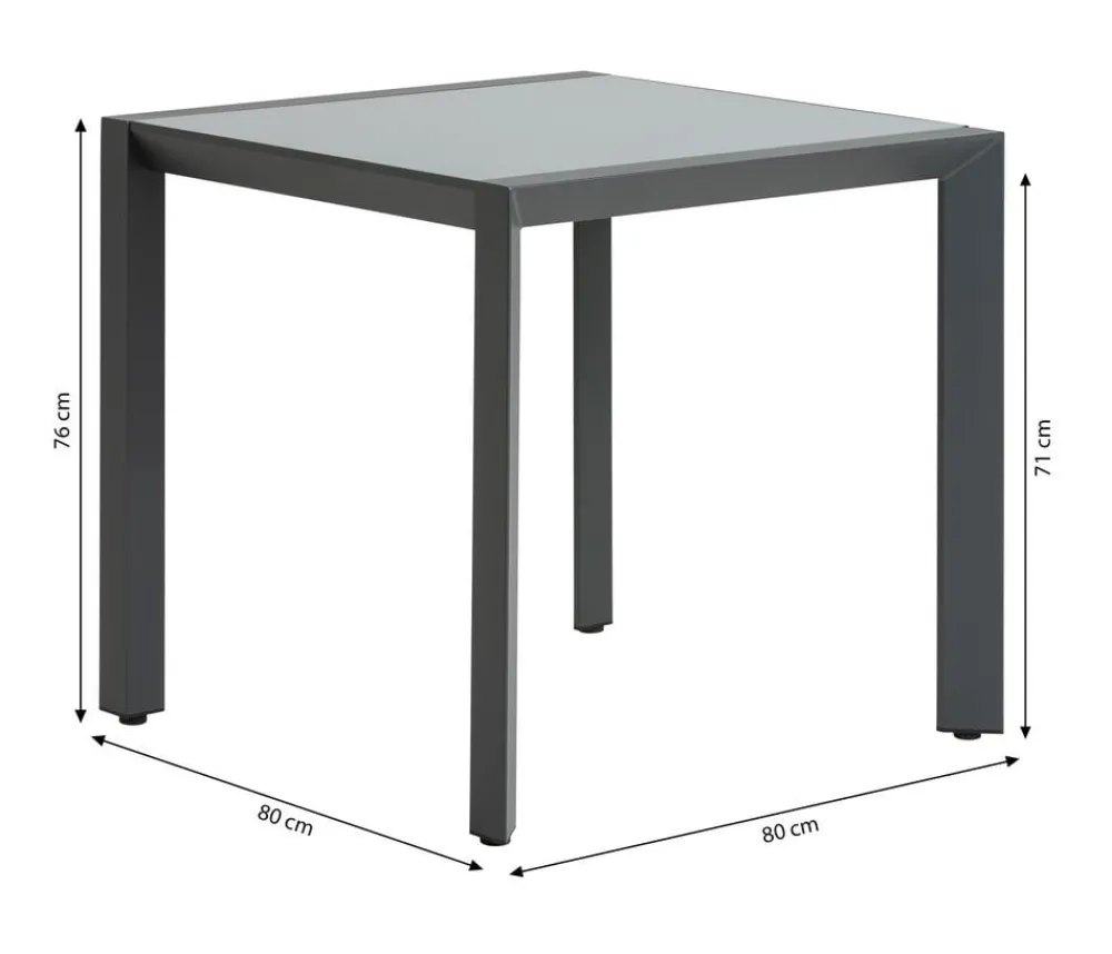 Dehner Balkontische - Balkontisch Cleveland ca. B80/H76/T80 cm Dunkelgrau