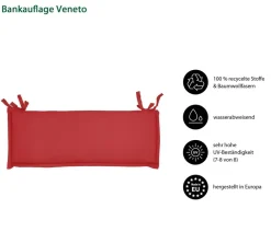 Dehner Bankauflage Veneto 3-Sitzer, ca. B156/H6/T47 cm Rot Best