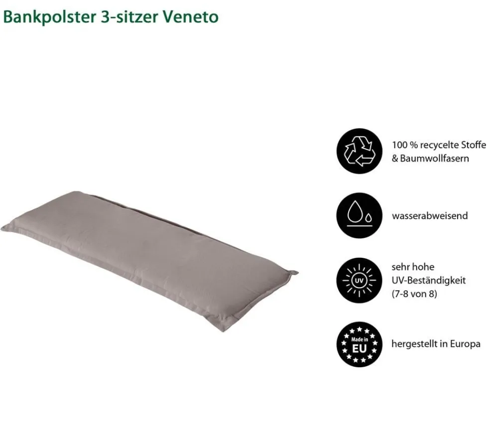Dehner Bankauflage Veneto 3-Sitzer, ca. B156/H6/T47 cm Taupe Clearance