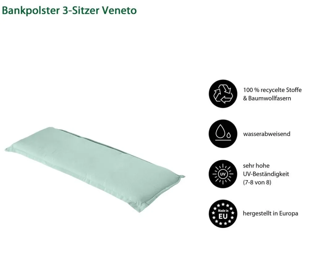 Dehner Sitzauflagen - Bankauflage Veneto 3-Sitzer, ca. B156/H6/T47 cm Grün