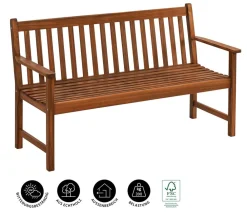 Dehner 3-Sitzer Gartenbänke|Gartenbänke Holz - Bank Mykonos, 3-Sitzer Braun