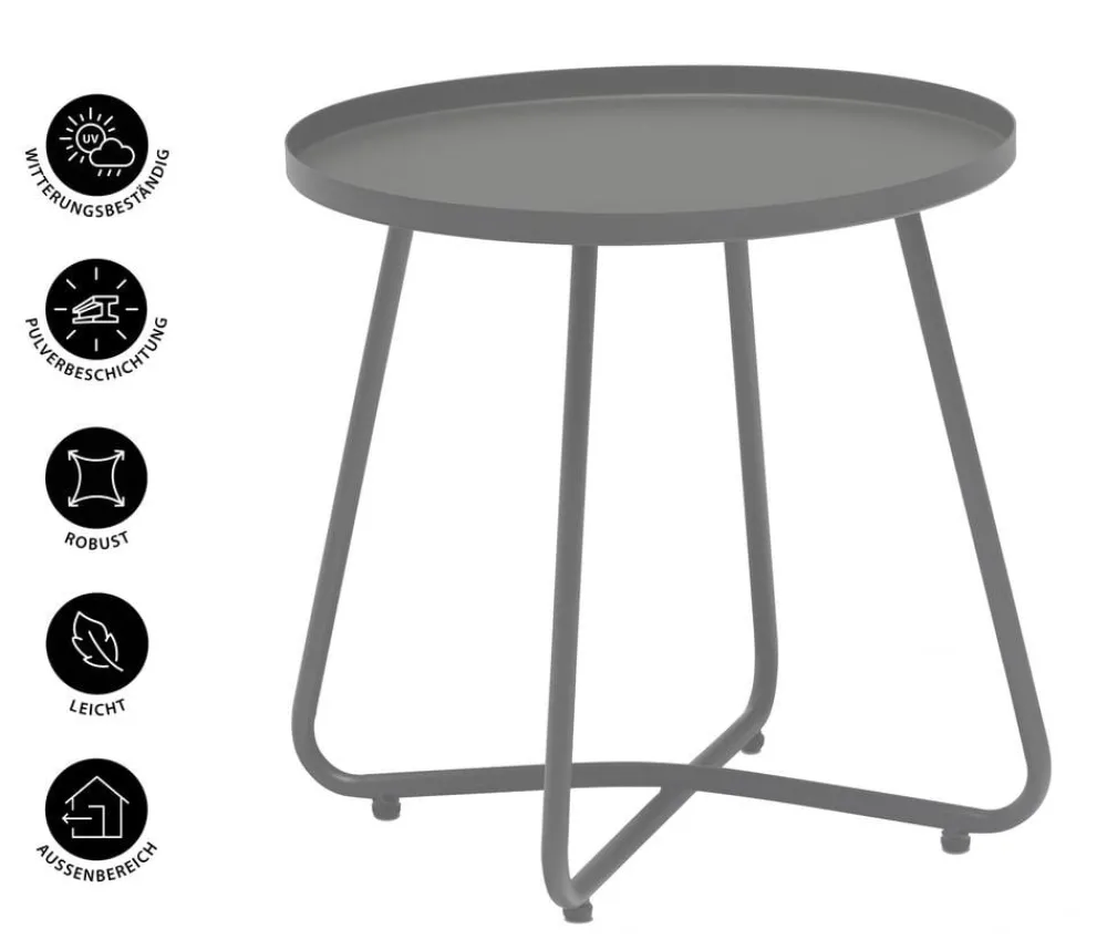 Dehner Gartentische Metall|Beistelltische - Beistelltisch Ibiza, ca. Ø45/H45 cm Anthrazit
