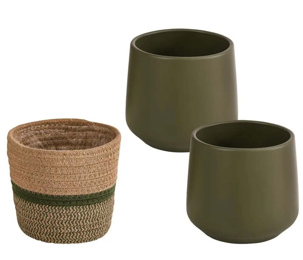 Dehner Blumentöpfe & Übertöpfe - Übertopf-Set Green Feeling, 3-teilig
