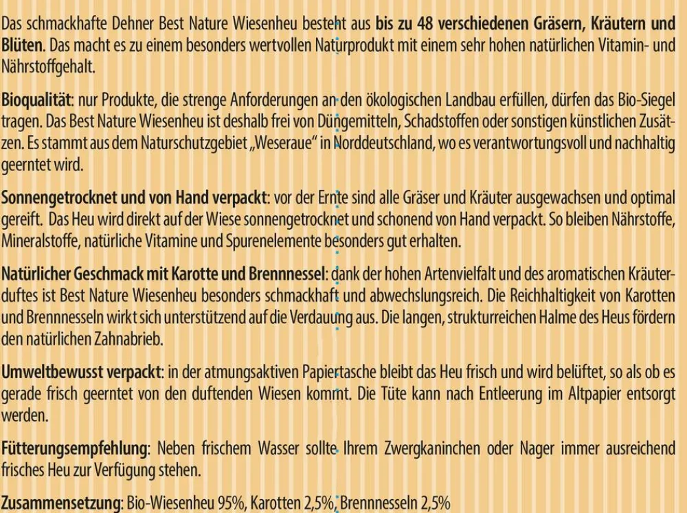 Dehner Best Nature Heu > Bio Natur-Wiesenheu, mit Karotten, 1 kg