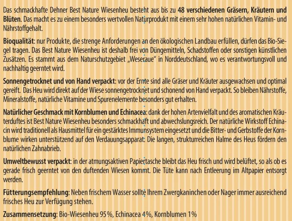 Dehner Best Nature Bio Natur-Wiesenheu, mit Kornblumen, 1 kg Hot