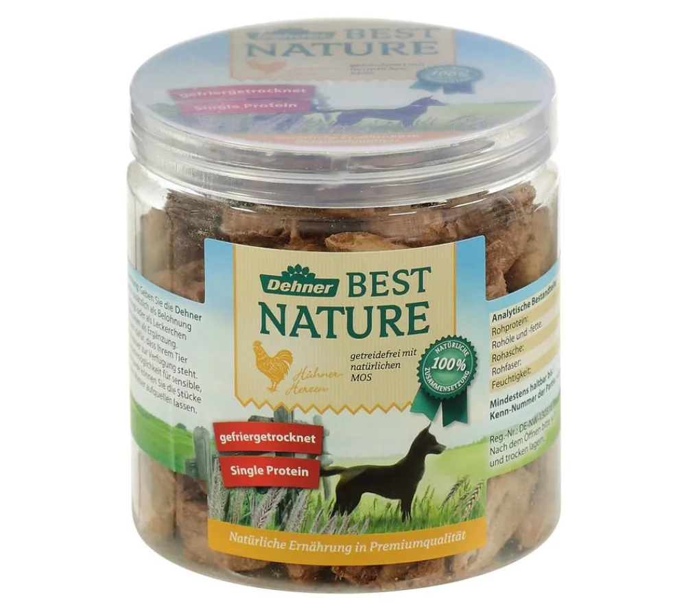 Dehner Best Nature Hundeleckerlies - Hundesnack Hühnerherzen, 60 g