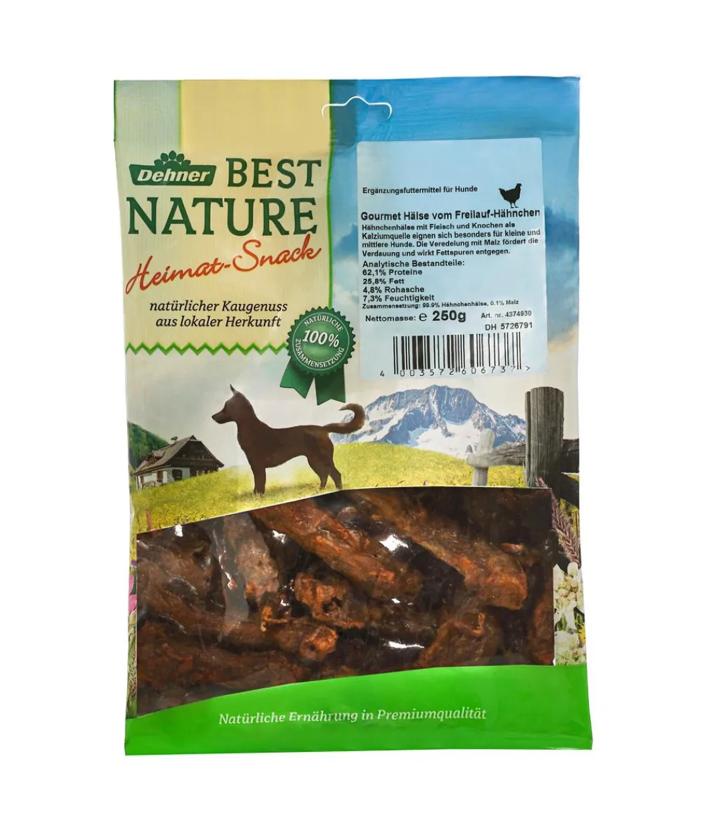 Dehner Best Nature Hundeleckerlies - Hundesnack Gourmet Hälse vom Freilauf-Hähnchen