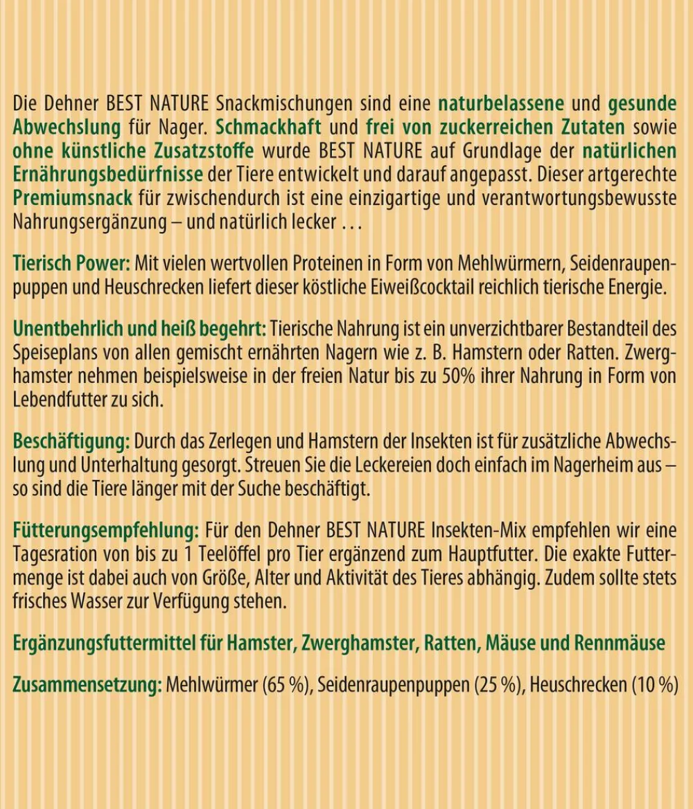 Dehner Best Nature Nahrungsergänzung Kleintiere - Insekten-Mix, 60 g