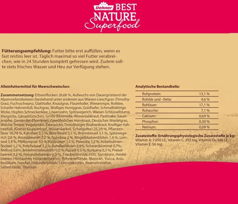 Dehner Best Nature Kleintierfutter > Meerschweinchenfutter Superfood Mix