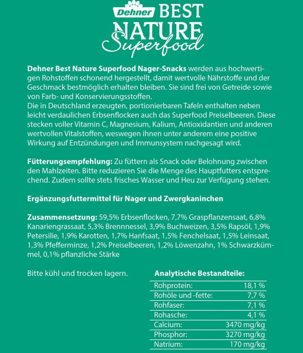 Dehner Best Nature Nagersnacks - Nagersnack Superfood Tafel Preiselbeeren, 125 g