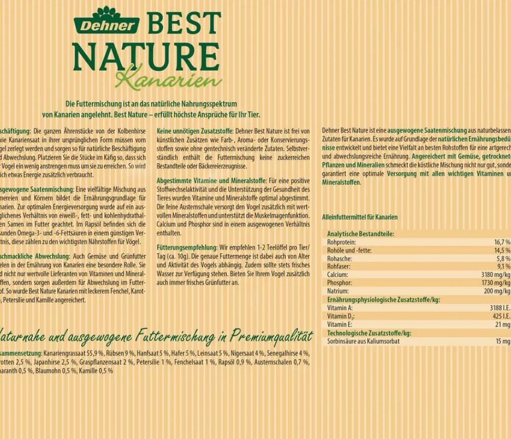 Dehner Best Nature Vogelfutter für Kanarien