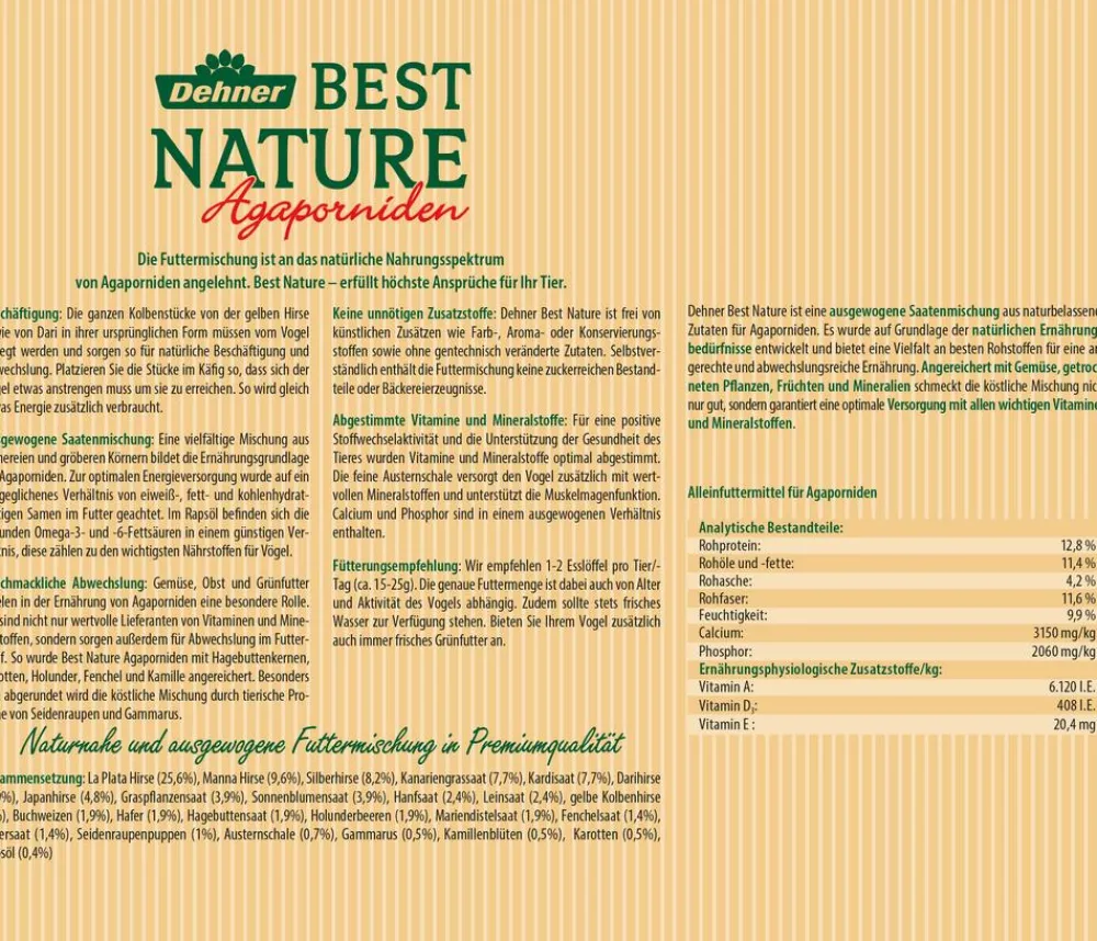 Dehner Best Nature Vogelfutter & Snacks - Vogelfutter, Agapornidenfutter