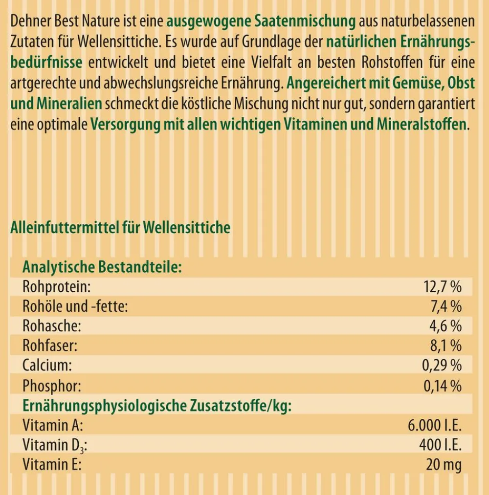 Dehner Best Nature Vogelfutter & Snacks - Vogelfutter für Wellensittiche, 2,5 kg