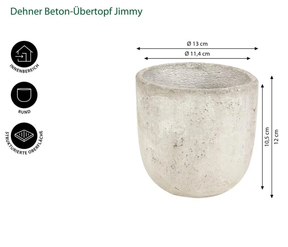 Dehner Beton-Übertopf Jimmy, rund, Hellgrau Sale
