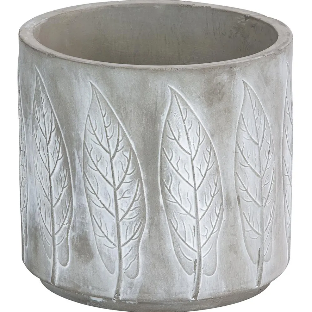 Dehner Beton-Übertopf Leaf, rund Grau New