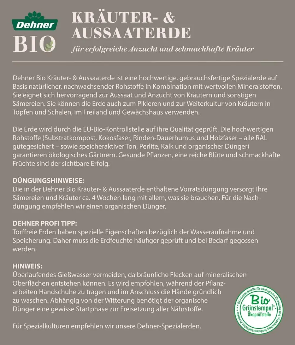 Dehner Bio Spezialerde - Aussaat- und Kräutererde, 20 l