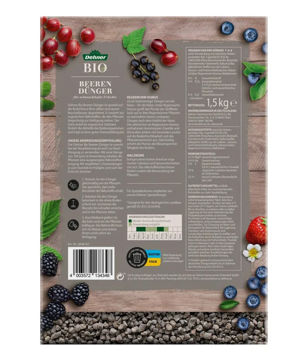 Dehner Bio Obst- & Gemüsedünger|Bio-Dünger - Beerendünger, 1,5 kg