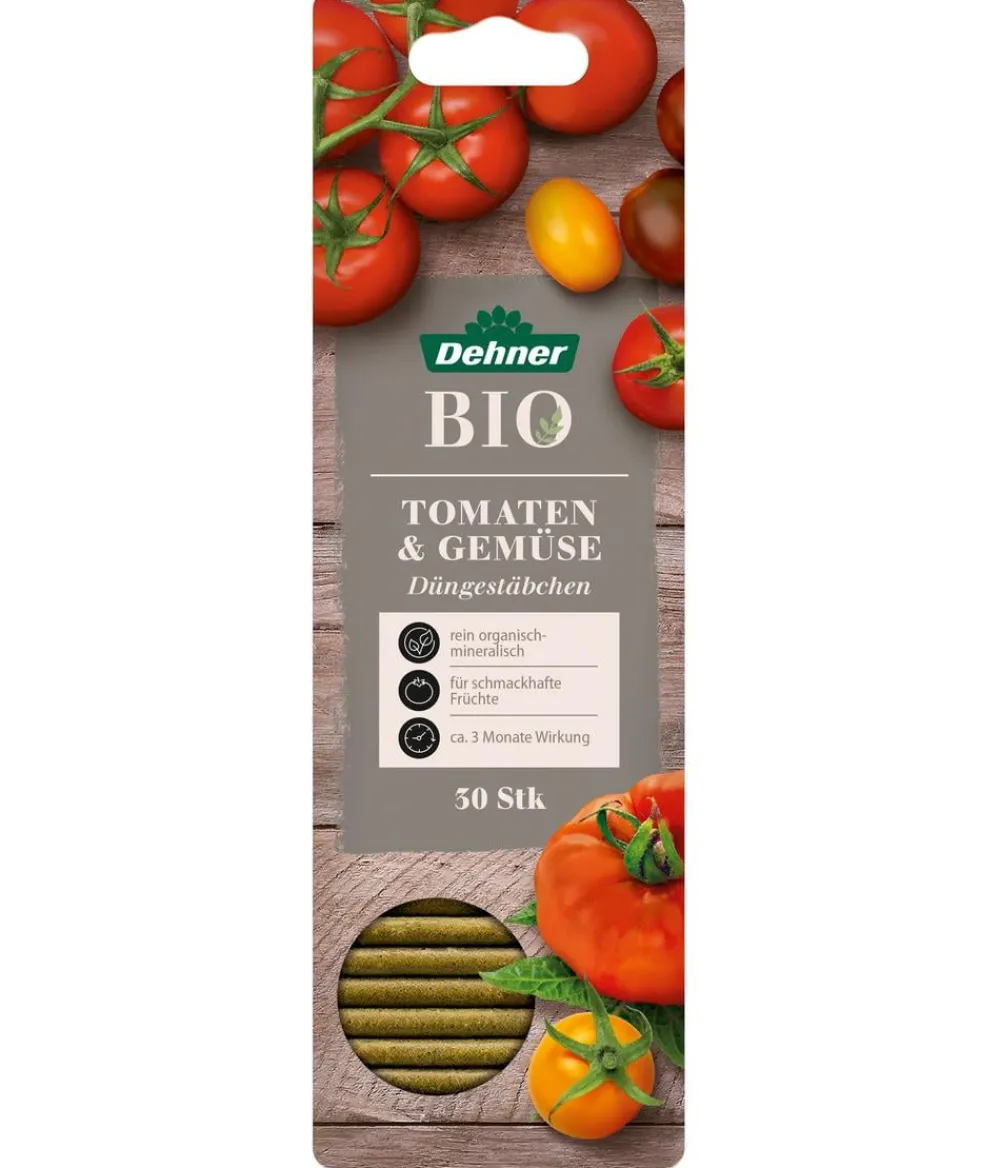 Dehner Bio Obst- & Gemüsedünger|Spezialdünger - Düngestäbchen Tomaten & Gemüse, 30 Stück