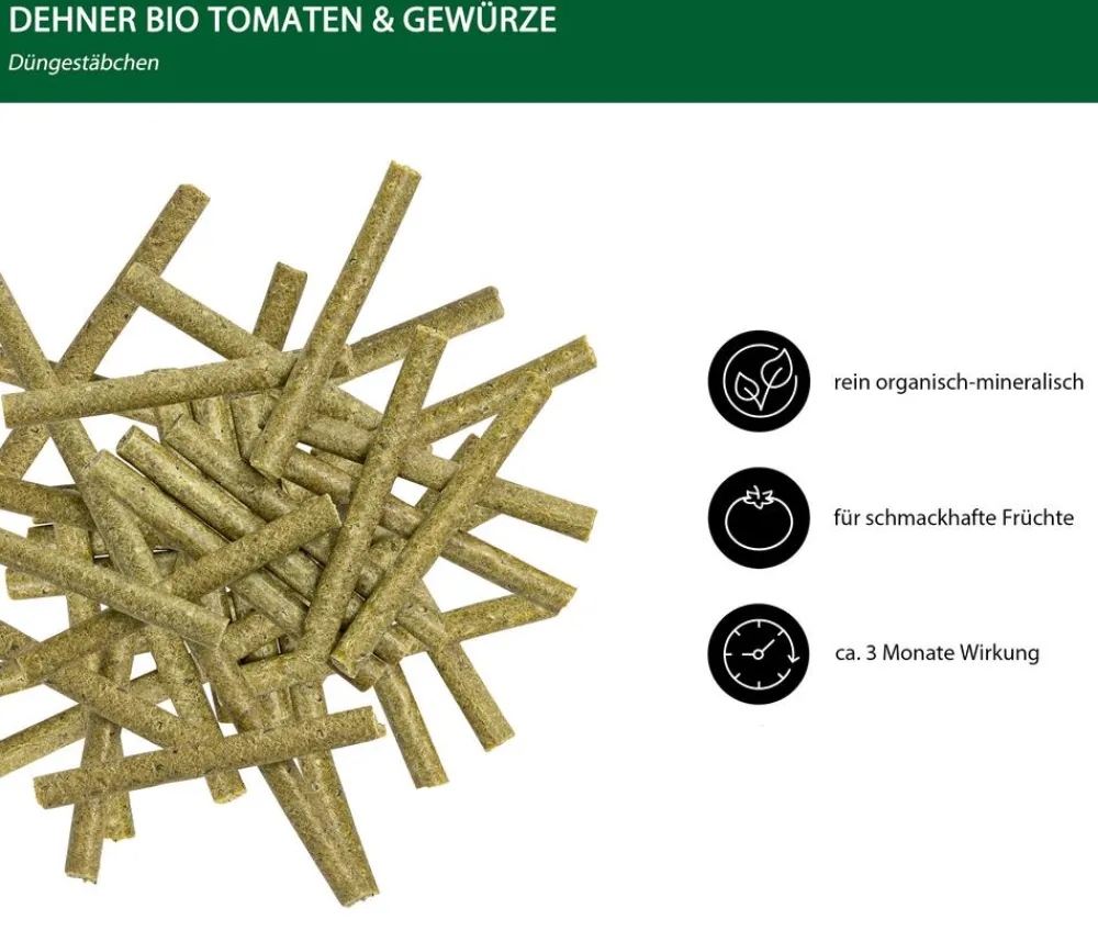 Dehner Bio Obst- & Gemüsedünger|Spezialdünger - Düngestäbchen Tomaten & Gemüse, 30 Stück