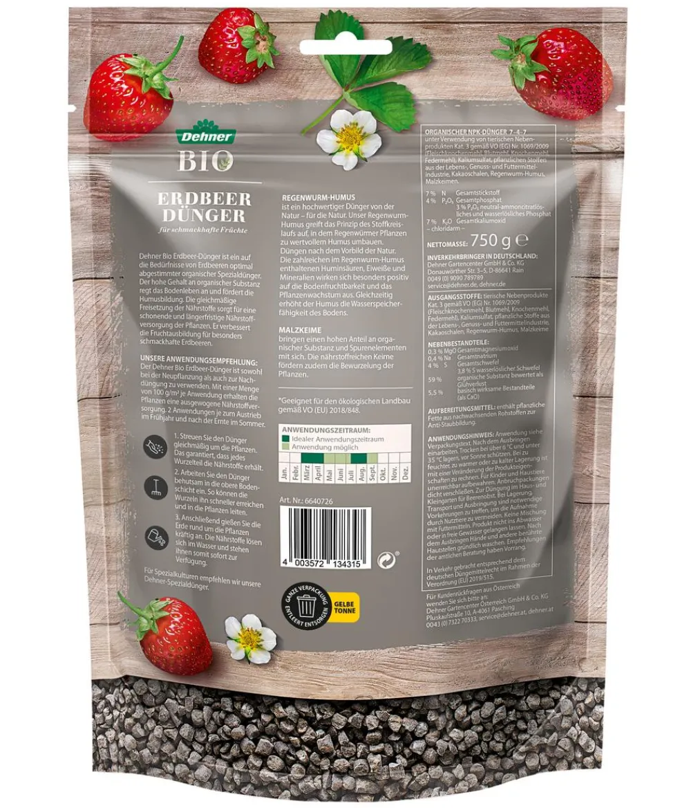 Dehner Bio Obst- & Gemüsedünger|Bio-Dünger > Erdbeer-Dünger, 750 g